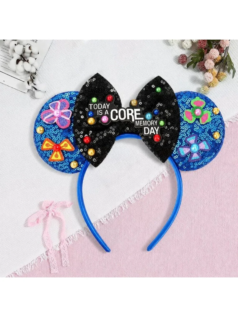 Women Black Blue Cartoon Mickey Mouse Costume Headband For Cosplay